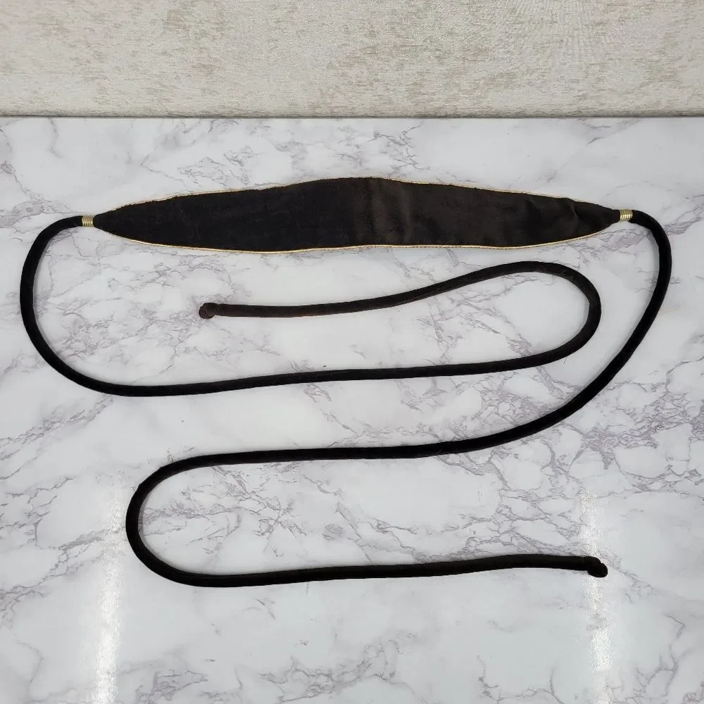 Vintage Dark Chocolate Brown Velvet Belt with Gold Trim